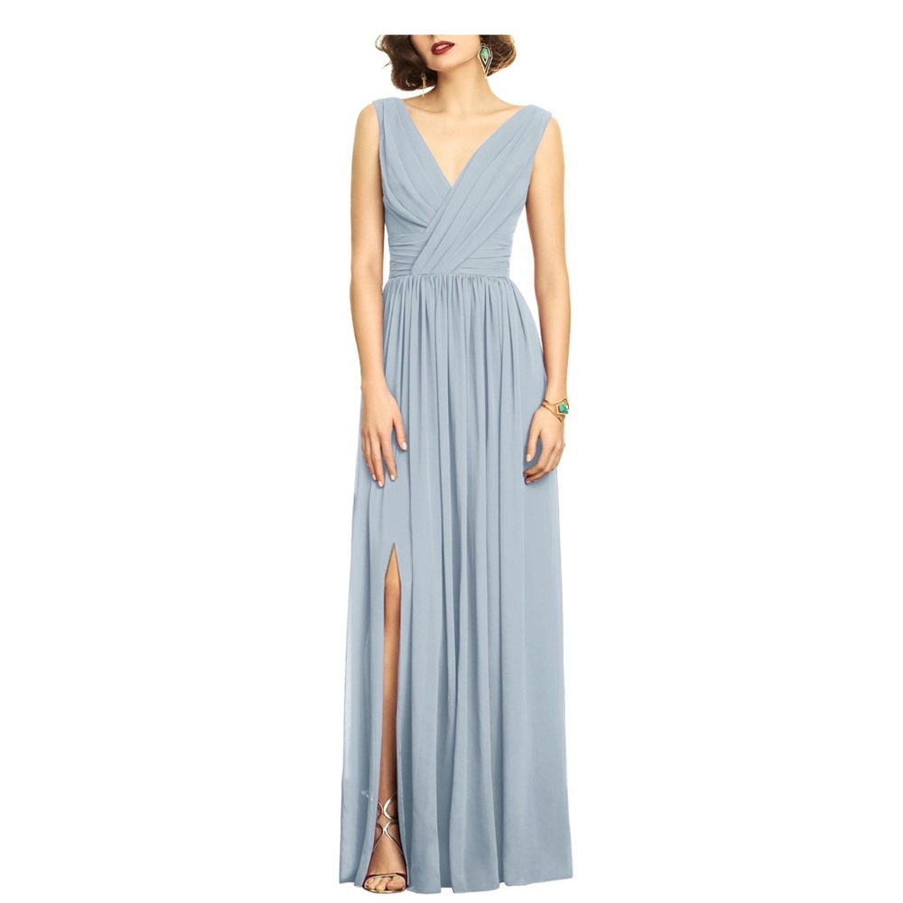 DESSY COLLECTION Surplice Ruched Chiffon Gown